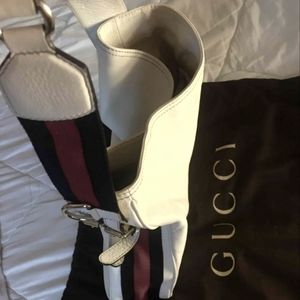 Pre-owned, Authentic White Leather Gucci Handbag